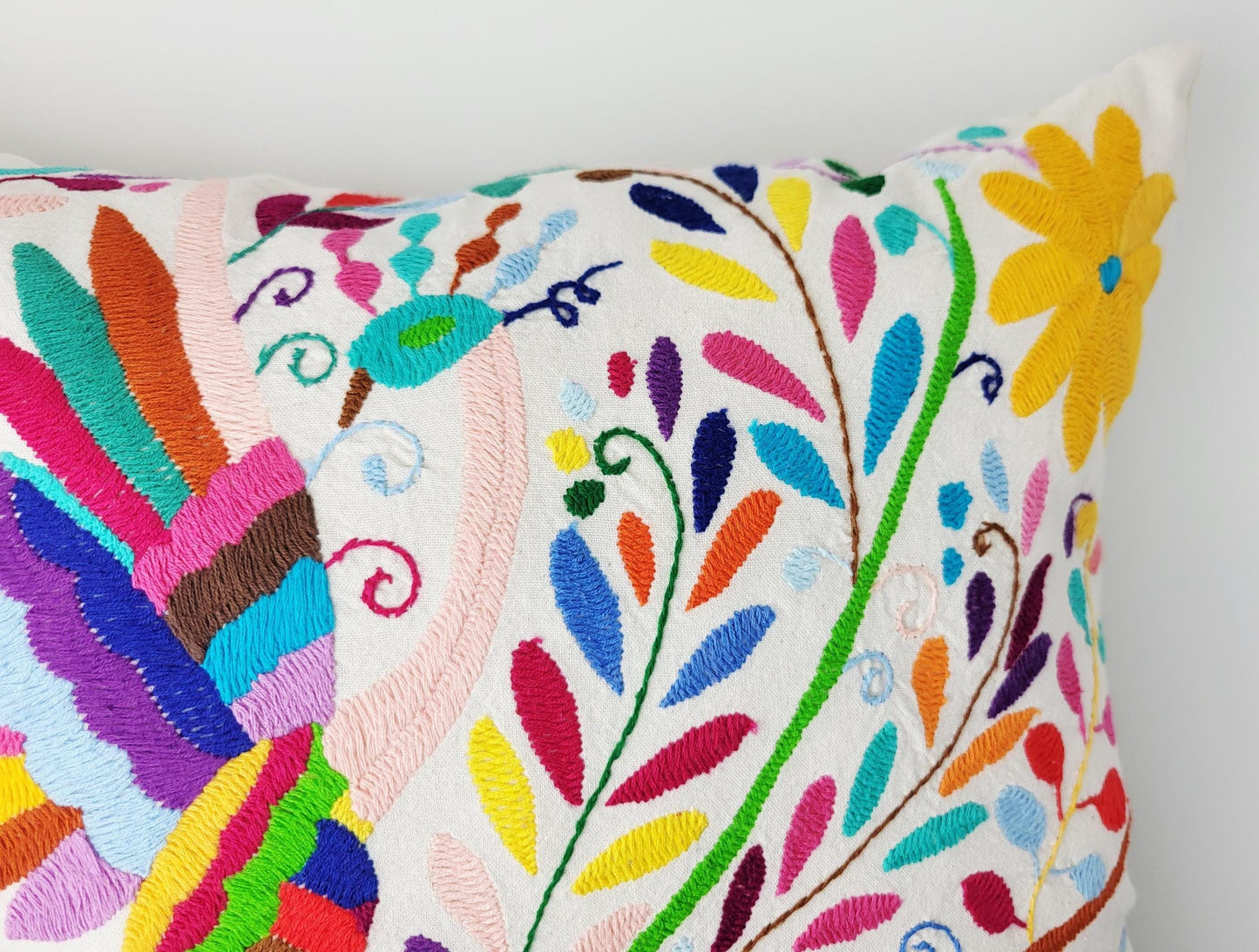 Mexikanischer handbestickter Kissenbezug, Otomi Kissenbezug, Mexiko Kissen, mexikanische Kissenhülle