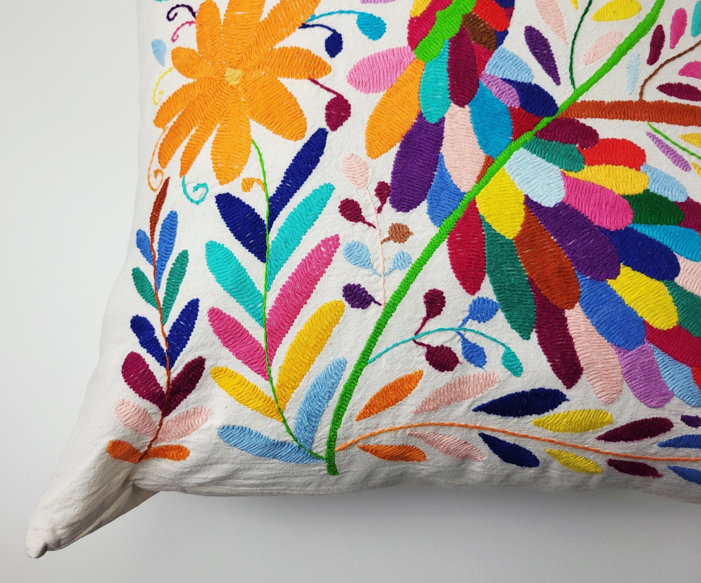 Mexikanischer handbestickter Kissenbezug, Otomi Kissenbezug, Mexiko Kissen, mexikanische Kissenhülle