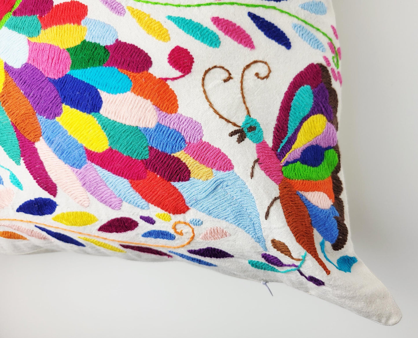 Mexikanischer handbestickter Kissenbezug, Otomi Kissenbezug, Mexiko Kissen, mexikanische Kissenhülle