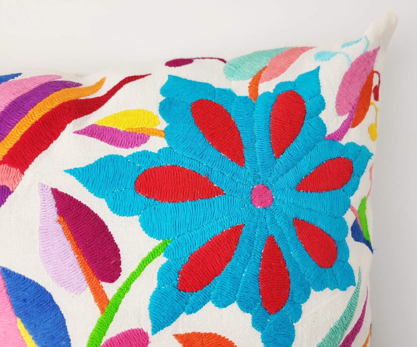Mexikanischer handbestickter Kissenbezug, Otomi Kissenbezug, Mexiko Kissen, mexikanische Kissenhülle