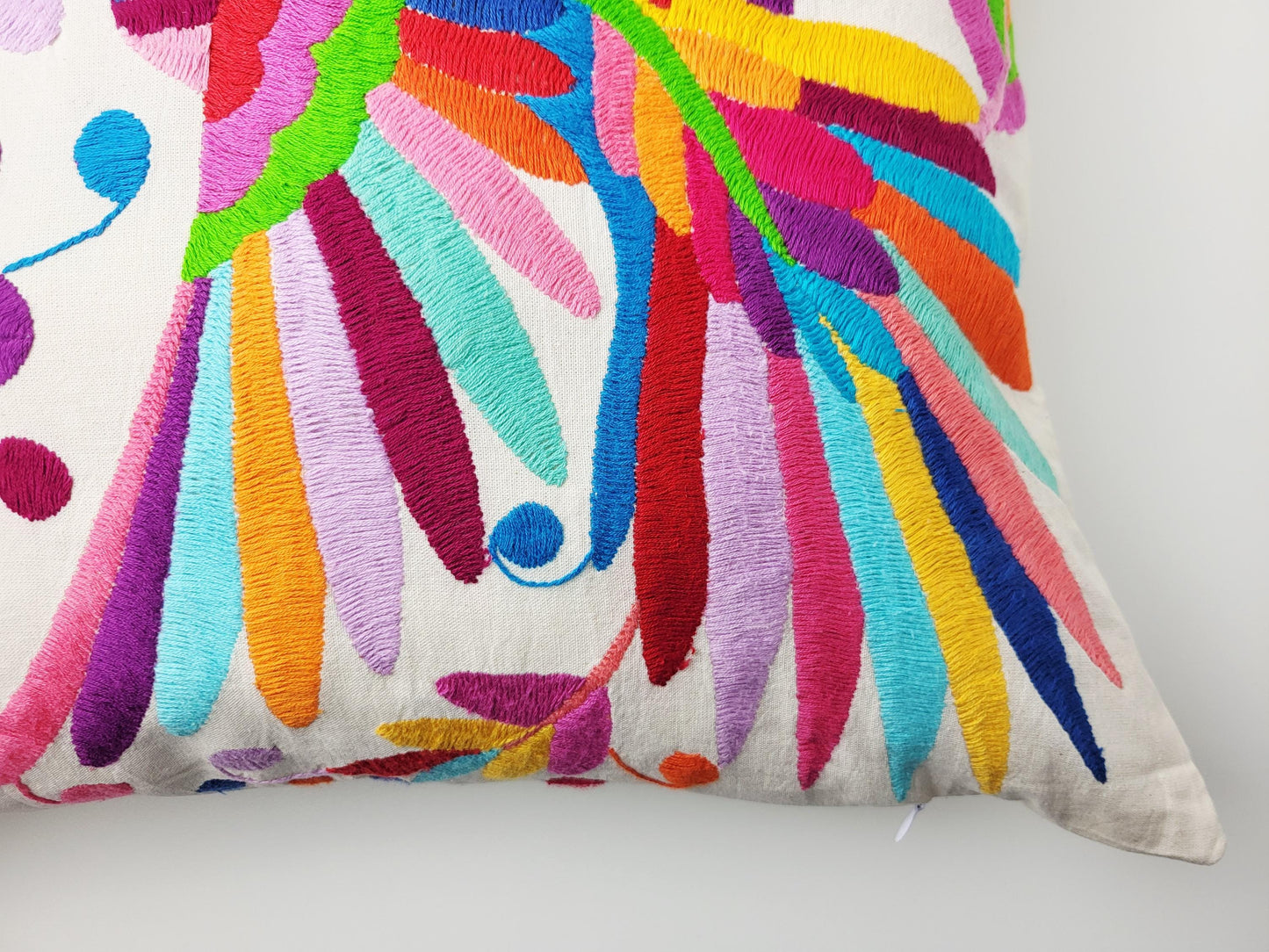 Original Otomi Kissenbezug, handbestickt in Mexiko, mexikanische Kissenhülle