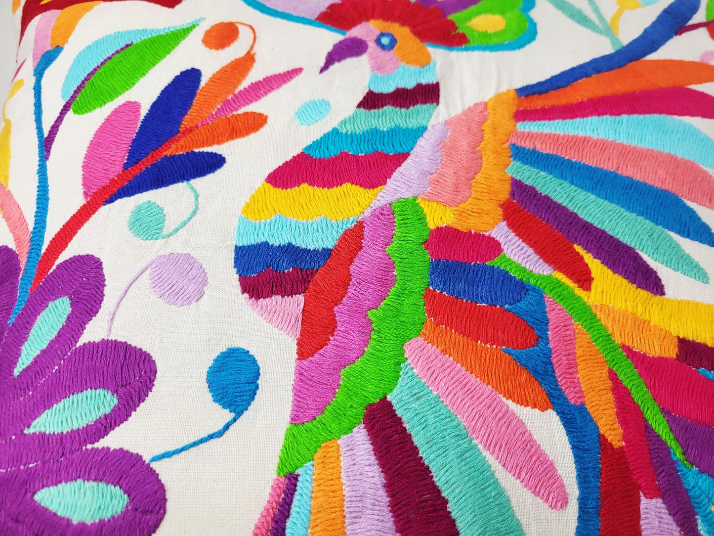 Original Otomi Kissenbezug, handbestickt in Mexiko, mexikanische Kissenhülle