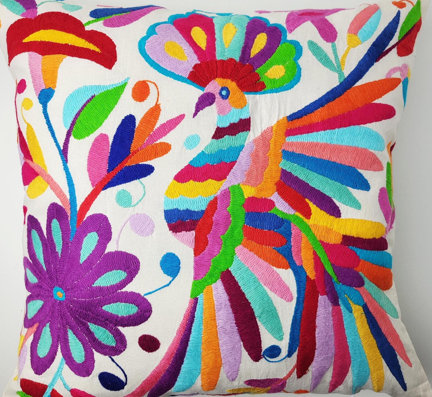 Original Otomi Kissenbezug, handbestickt in Mexiko, mexikanische Kissenhülle