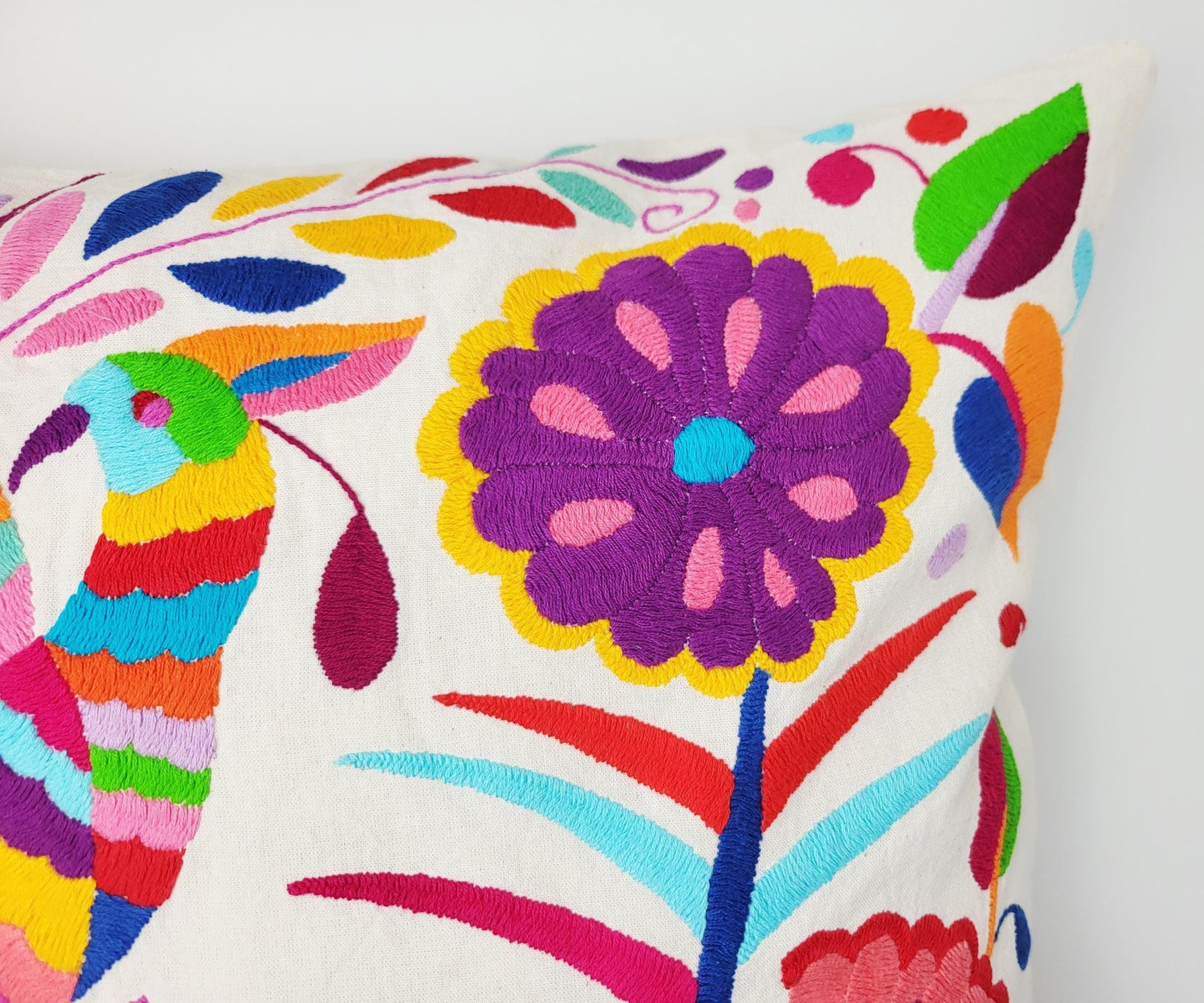 Original Otomi Kissenbezug, handbestickt in Mexiko, mexikanische Kissenhülle