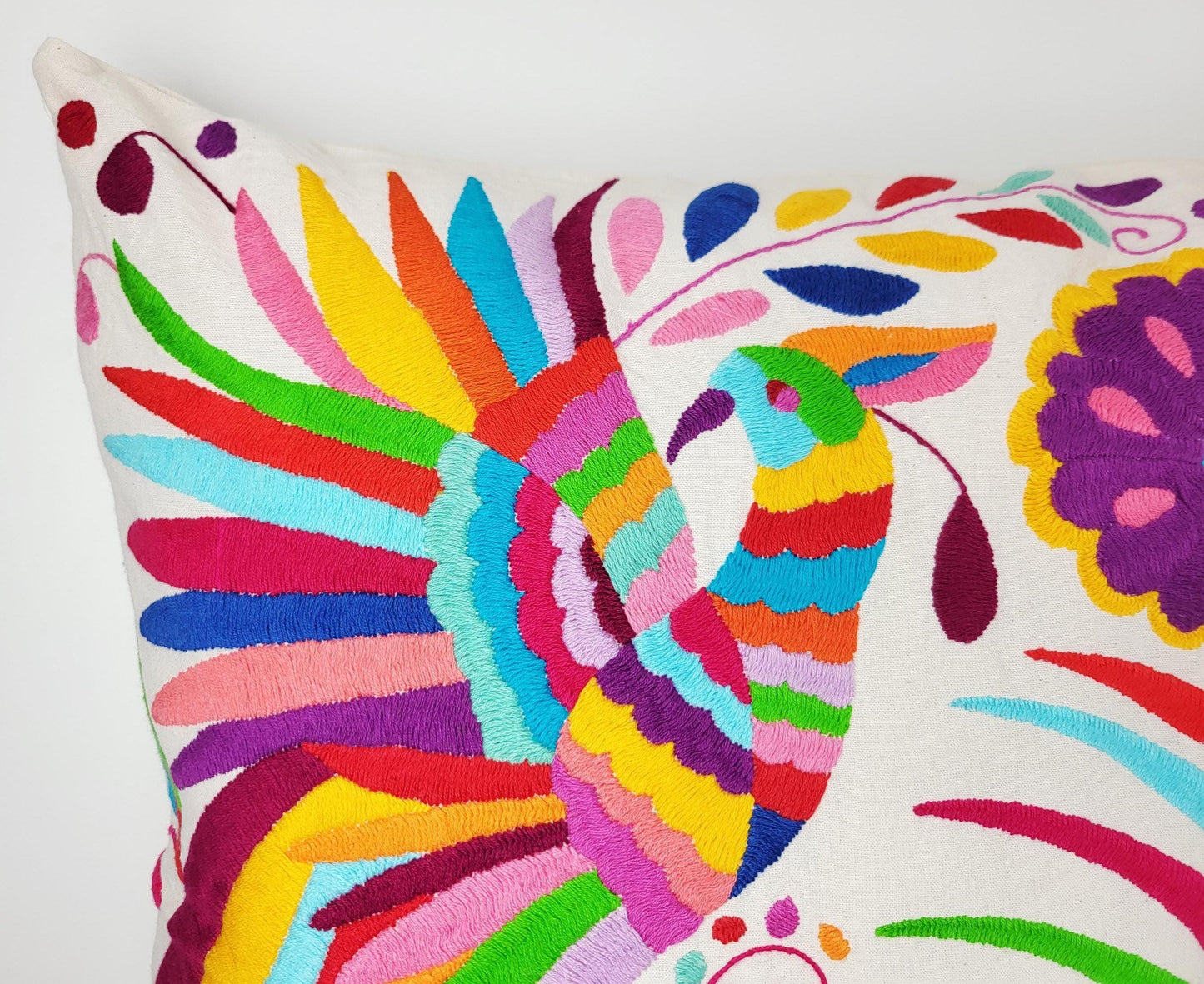 Original Otomi Kissenbezug, handbestickt in Mexiko, mexikanische Kissenhülle
