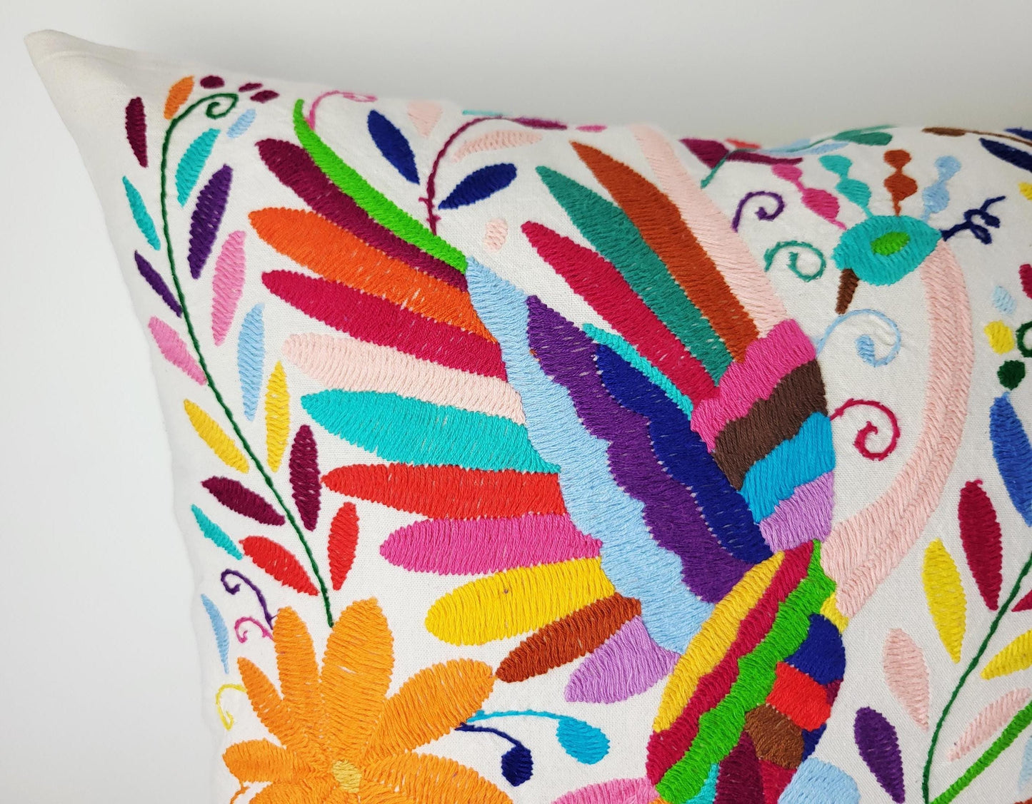 Mexikanischer handbestickter Kissenbezug, Otomi Kissenbezug, Mexiko Kissen, mexikanische Kissenhülle