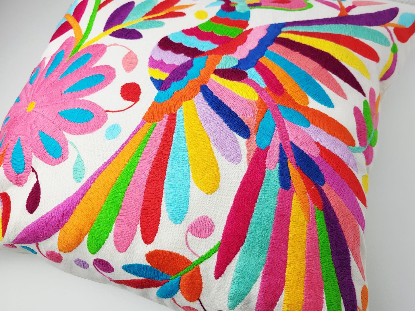 Mexikanischer handbestickter Kissenbezug, Otomi Kissenbezug, Mexiko Kissen, mexikanische Kissenhülle