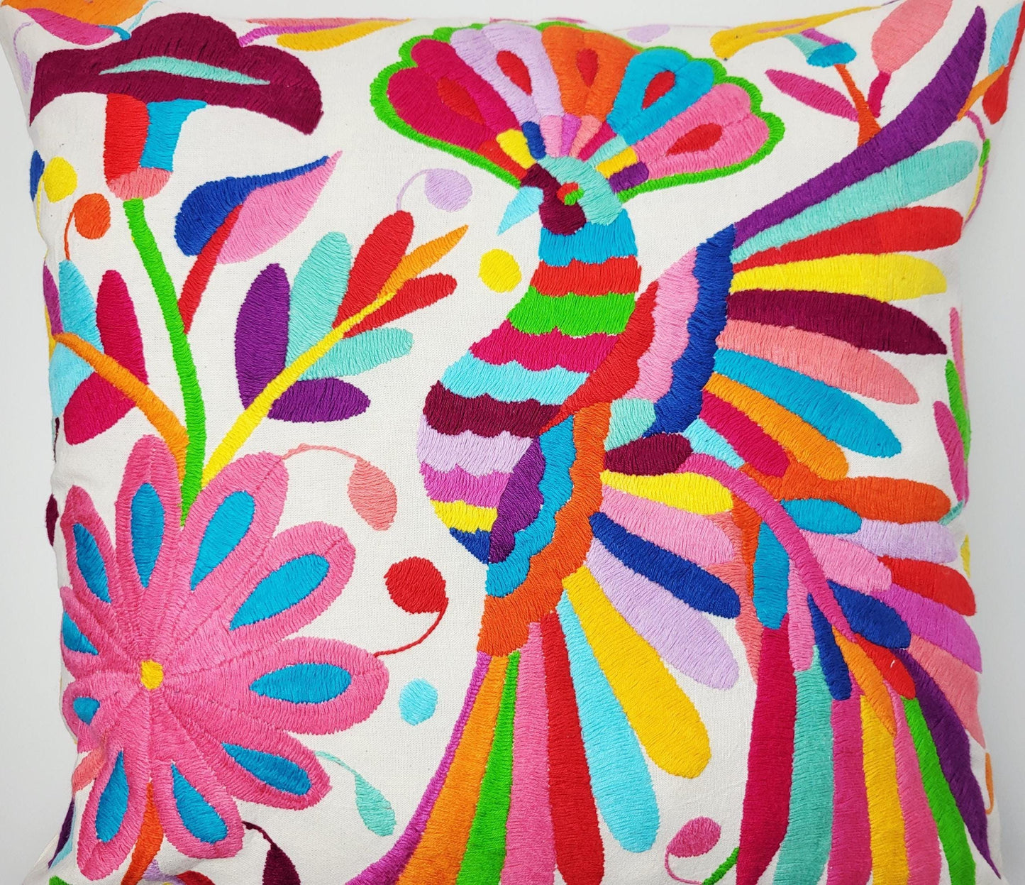 Mexikanischer handbestickter Kissenbezug, Otomi Kissenbezug, Mexiko Kissen, mexikanische Kissenhülle