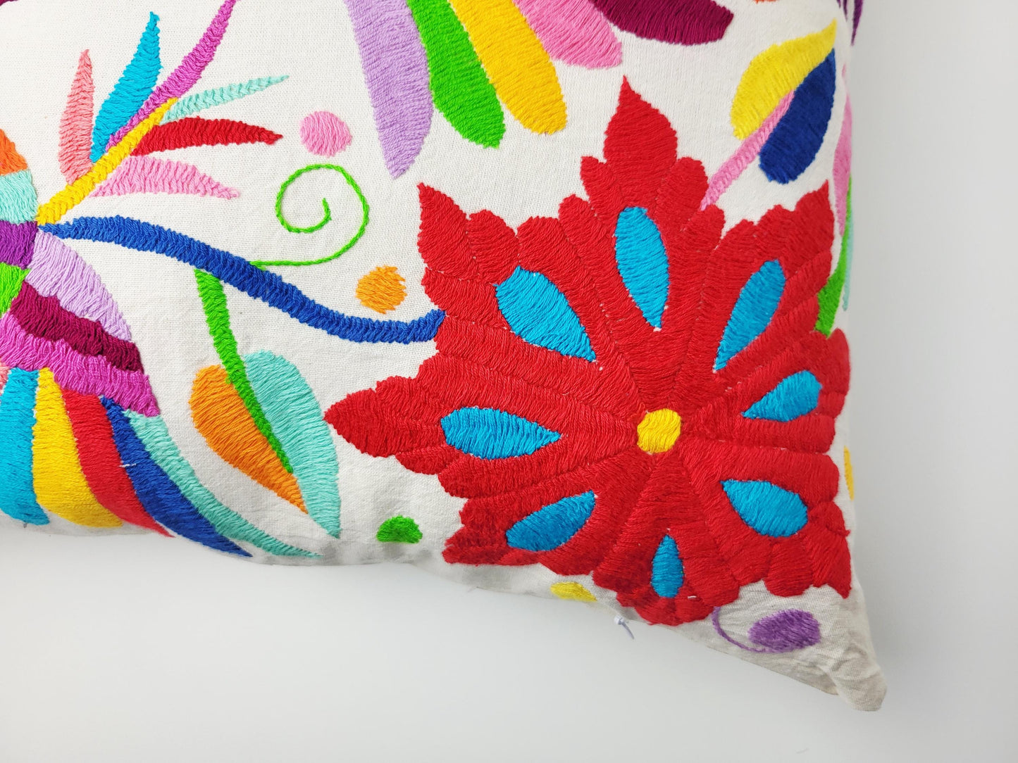 Mexikanischer handbestickter Kissenbezug, Otomi Kissenbezug, Mexiko Kissen, mexikanische Kissenhülle
