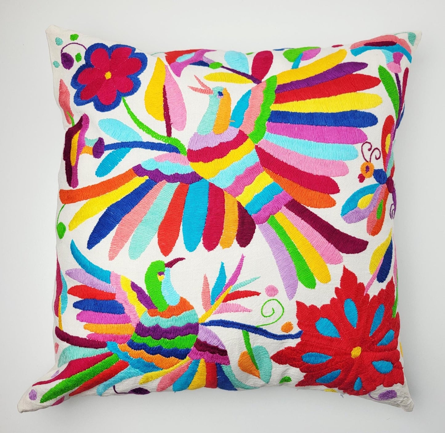 Mexikanischer handbestickter Kissenbezug, Otomi Kissenbezug, Mexiko Kissen, mexikanische Kissenhülle