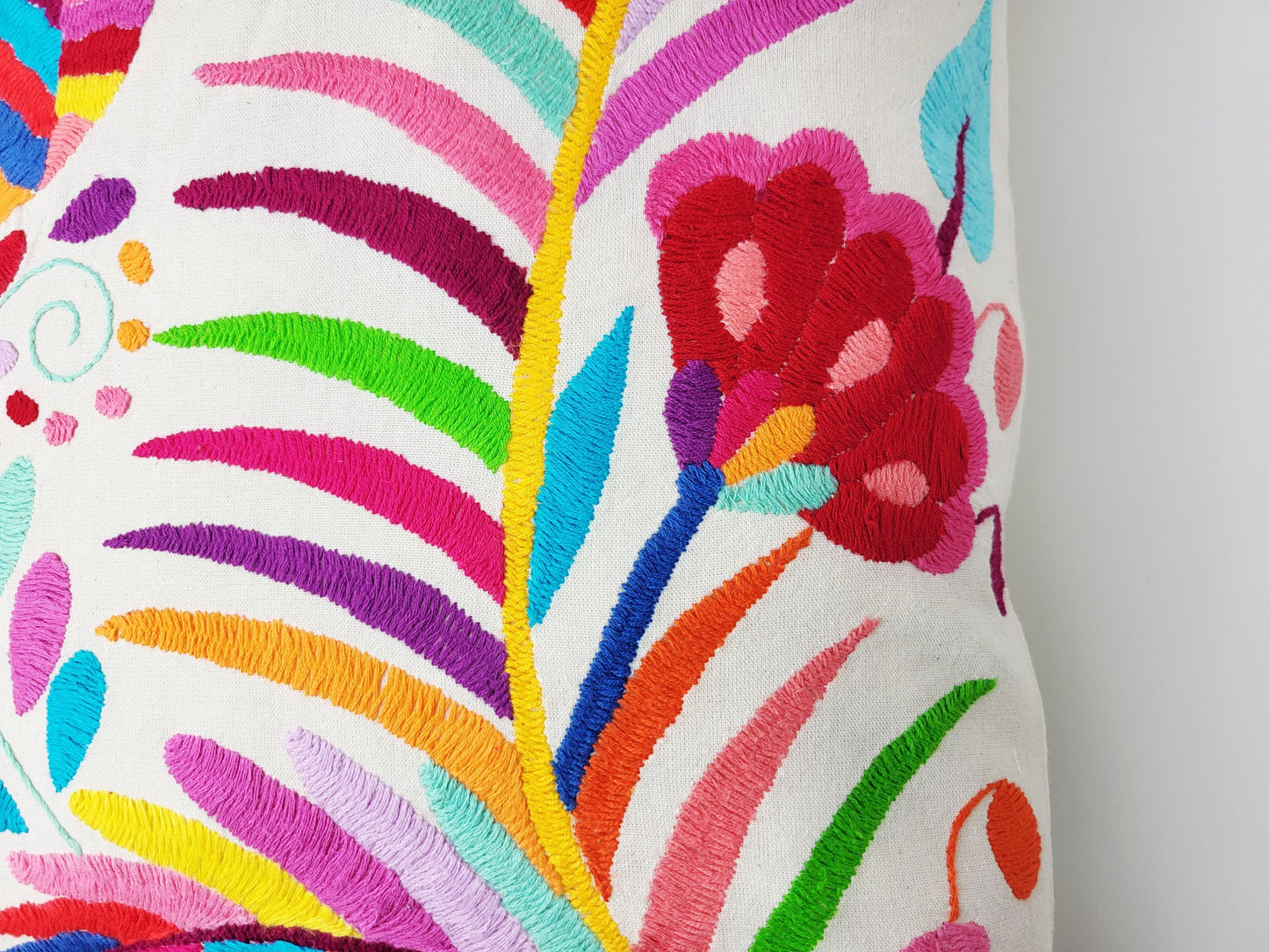 Original Otomi Kissenbezug, handbestickt in Mexiko, mexikanische Kissenhülle