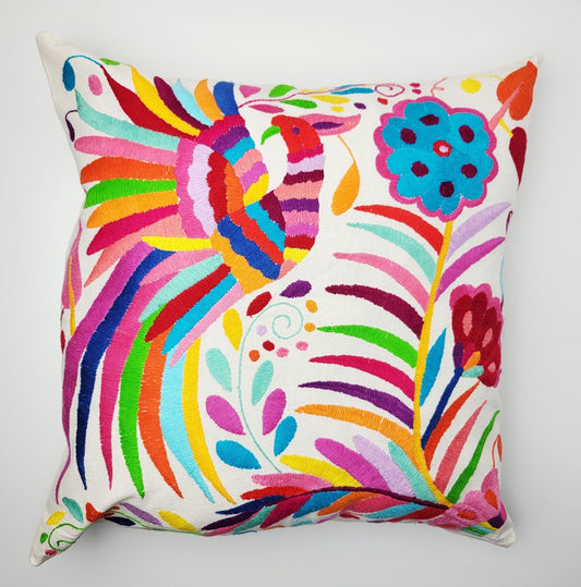Original Otomi Kissenbezug, handbestickt in Mexiko, mexikanische Kissenhülle