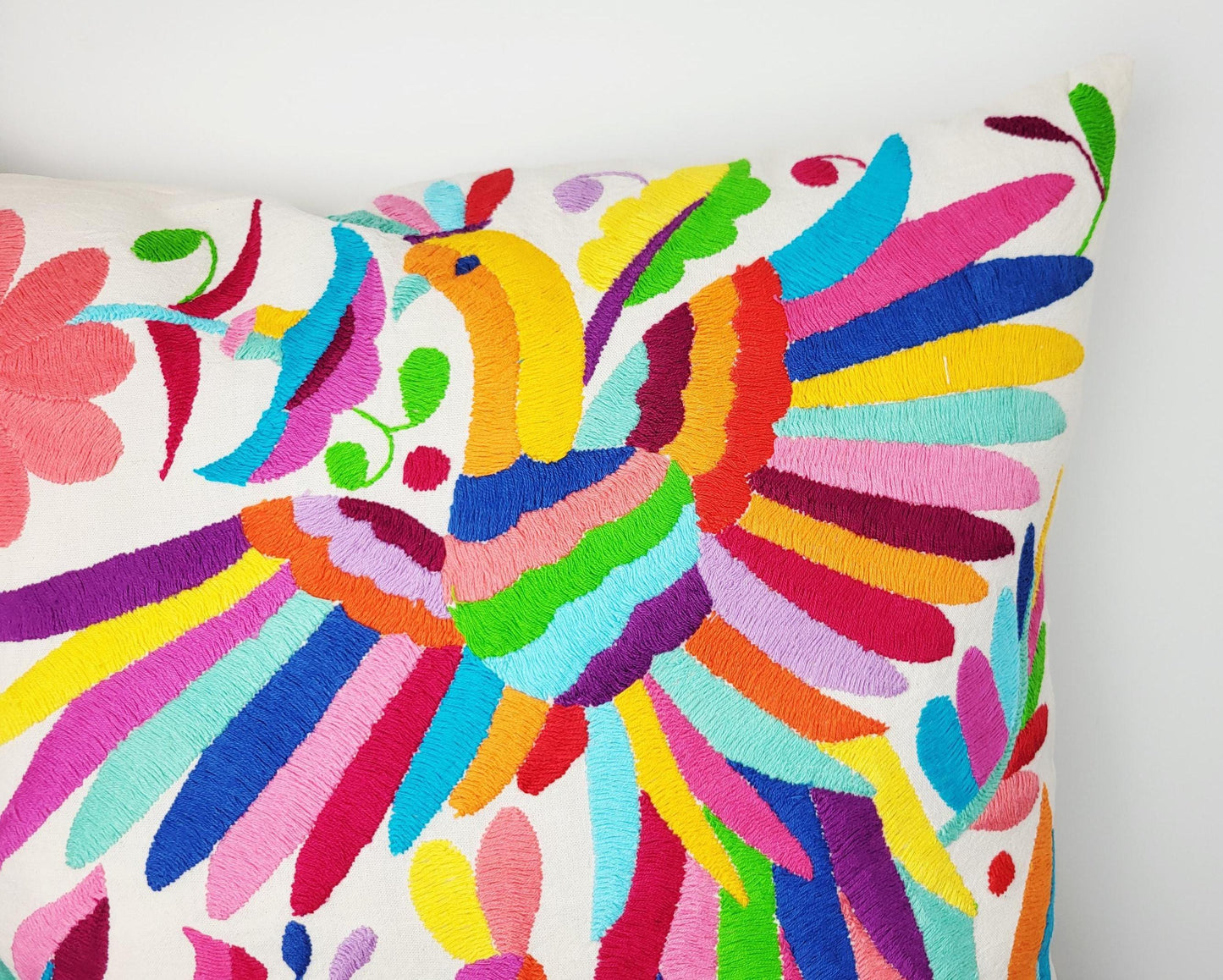 Mexikanischer handbestickter Kissenbezug, Otomi Kissenbezug, Mexiko Kissen, mexikanische Kissenhülle