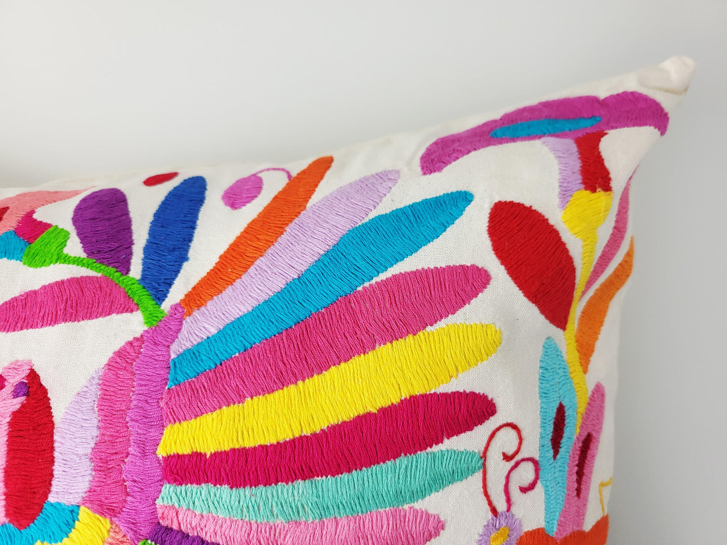 Mexikanischer handbestickter Kissenbezug, Otomi Kissenbezug, Mexiko Kissen, mexikanische Kissenhülle