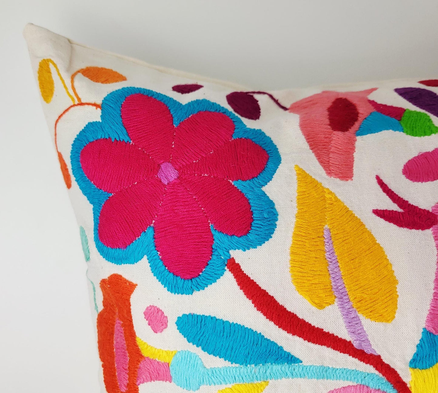 Mexikanischer handbestickter Kissenbezug, Otomi Kissenbezug, Mexiko Kissen, mexikanische Kissenhülle