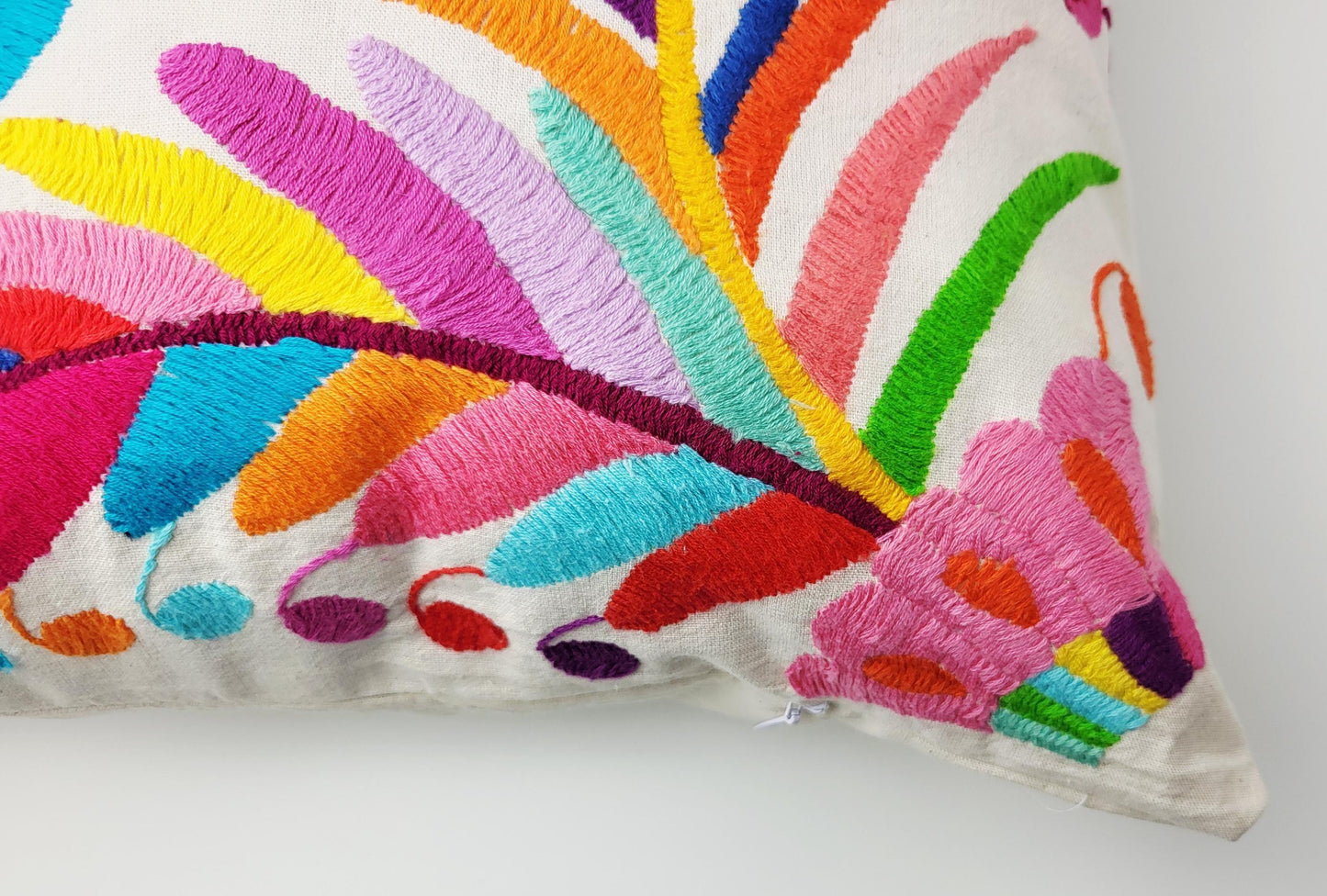 Original Otomi Kissenbezug, handbestickt in Mexiko, mexikanische Kissenhülle