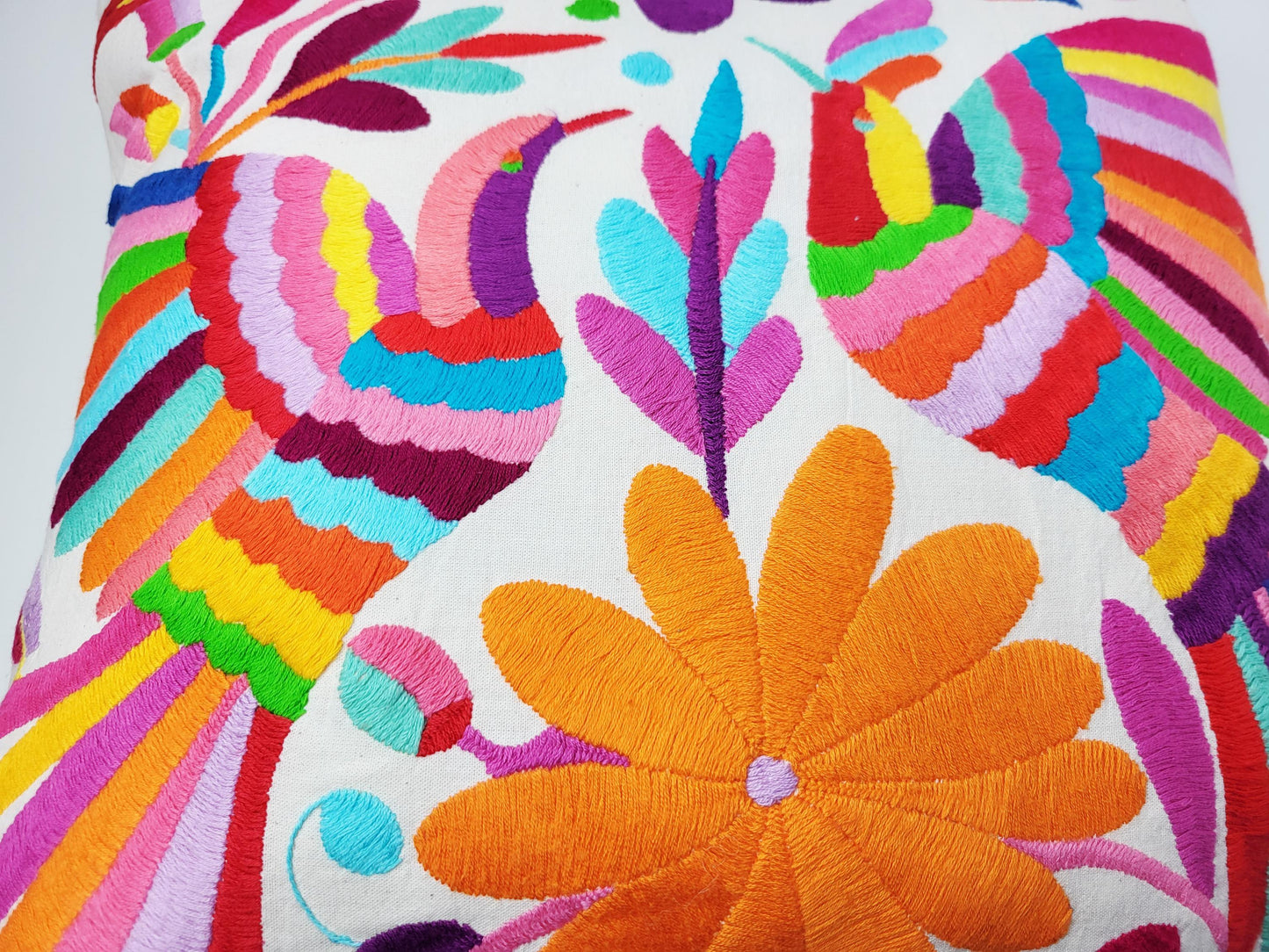 Original Otomi Kissenbezug, handbestickt in Mexiko, mexikanische Kissenhülle