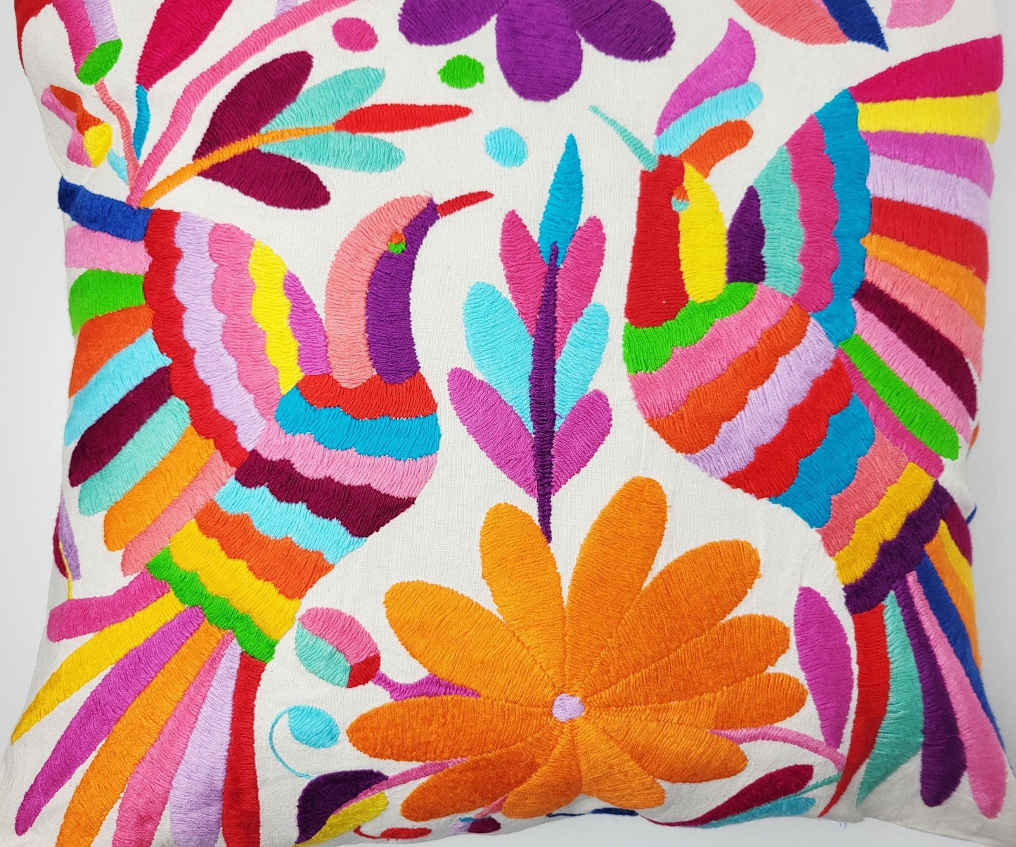 Original Otomi Kissenbezug, handbestickt in Mexiko, mexikanische Kissenhülle