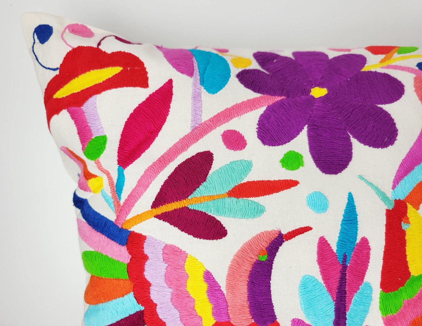 Original Otomi Kissenbezug, handbestickt in Mexiko, mexikanische Kissenhülle