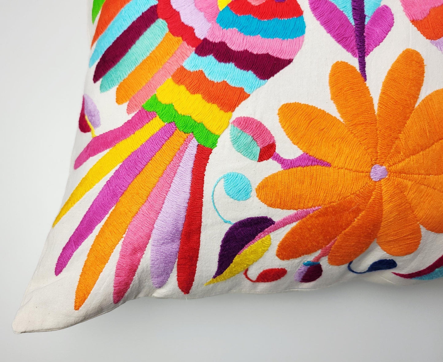 Original Otomi Kissenbezug, handbestickt in Mexiko, mexikanische Kissenhülle