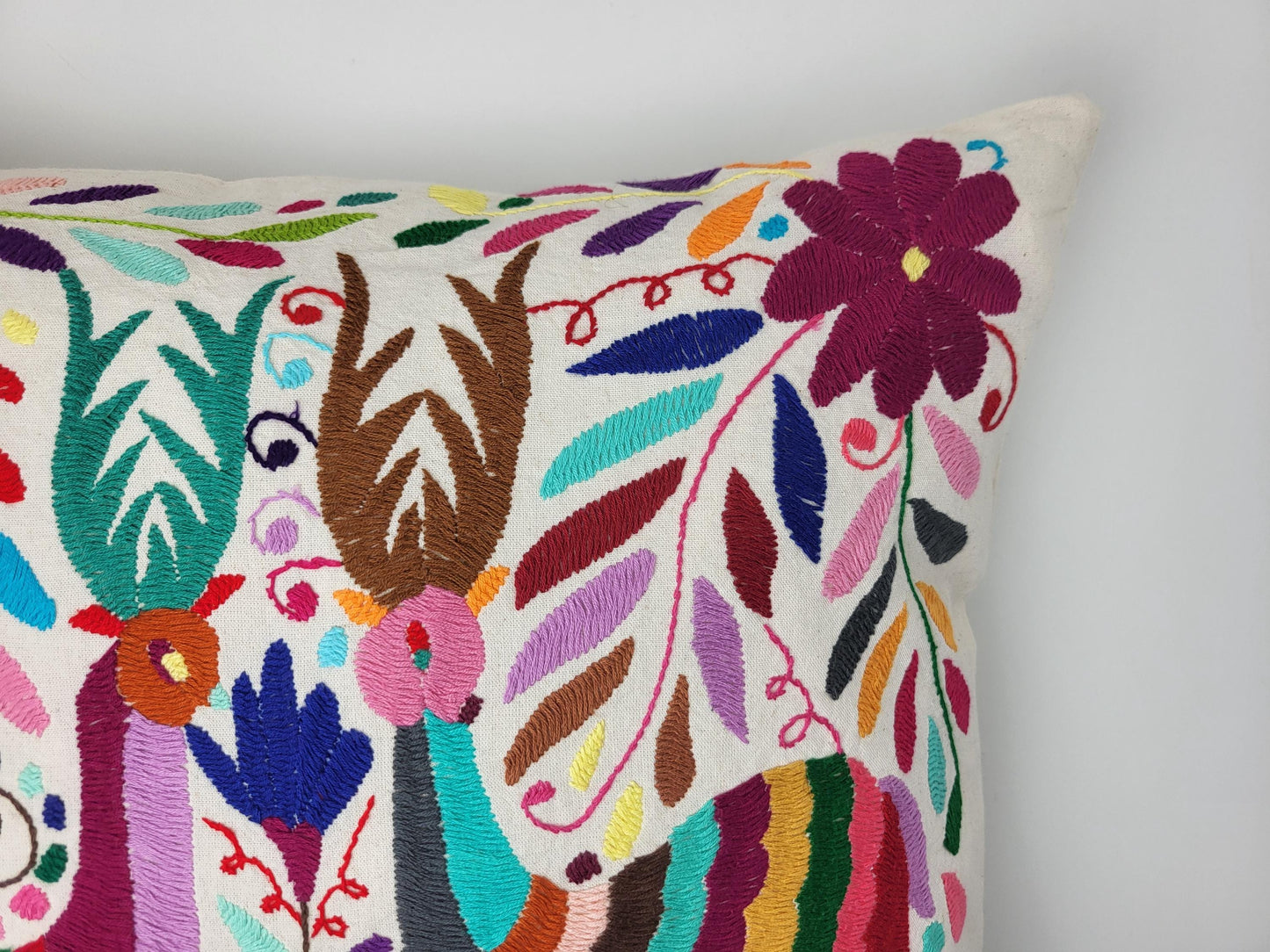 Mexikanischer handbestickter Kissenbezug, Otomi Kissenbezug, Mexiko Kissen, mexikanische Kissenhülle
