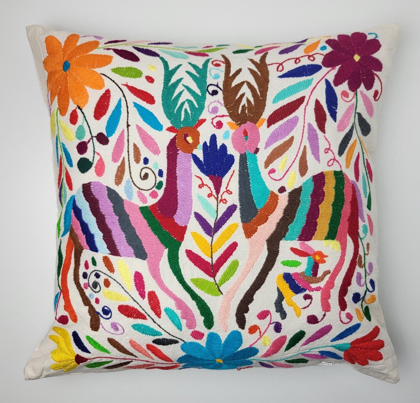 Mexikanischer handbestickter Kissenbezug, Otomi Kissenbezug, Mexiko Kissen, mexikanische Kissenhülle