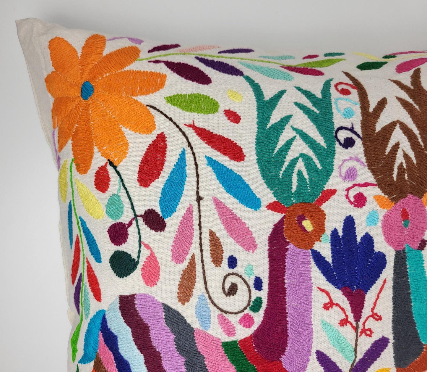 Mexikanischer handbestickter Kissenbezug, Otomi Kissenbezug, Mexiko Kissen, mexikanische Kissenhülle