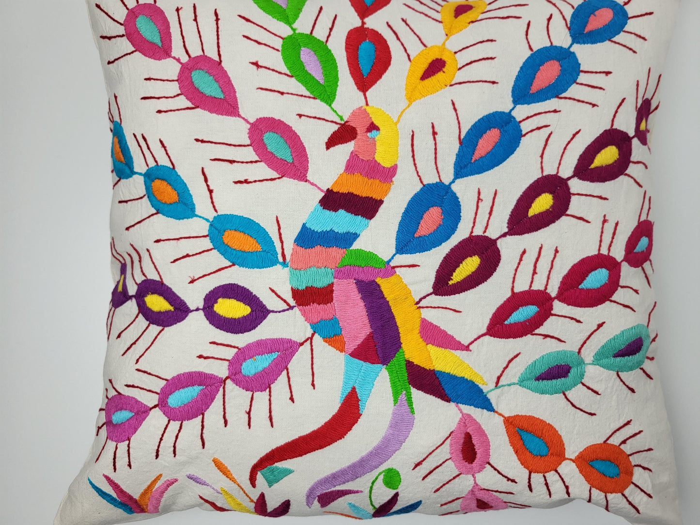 Mexikanischer handbestickter Kissenbezug, Otomi Kissenbezug, Mexiko Kissen, mexikanische Kissenhülle