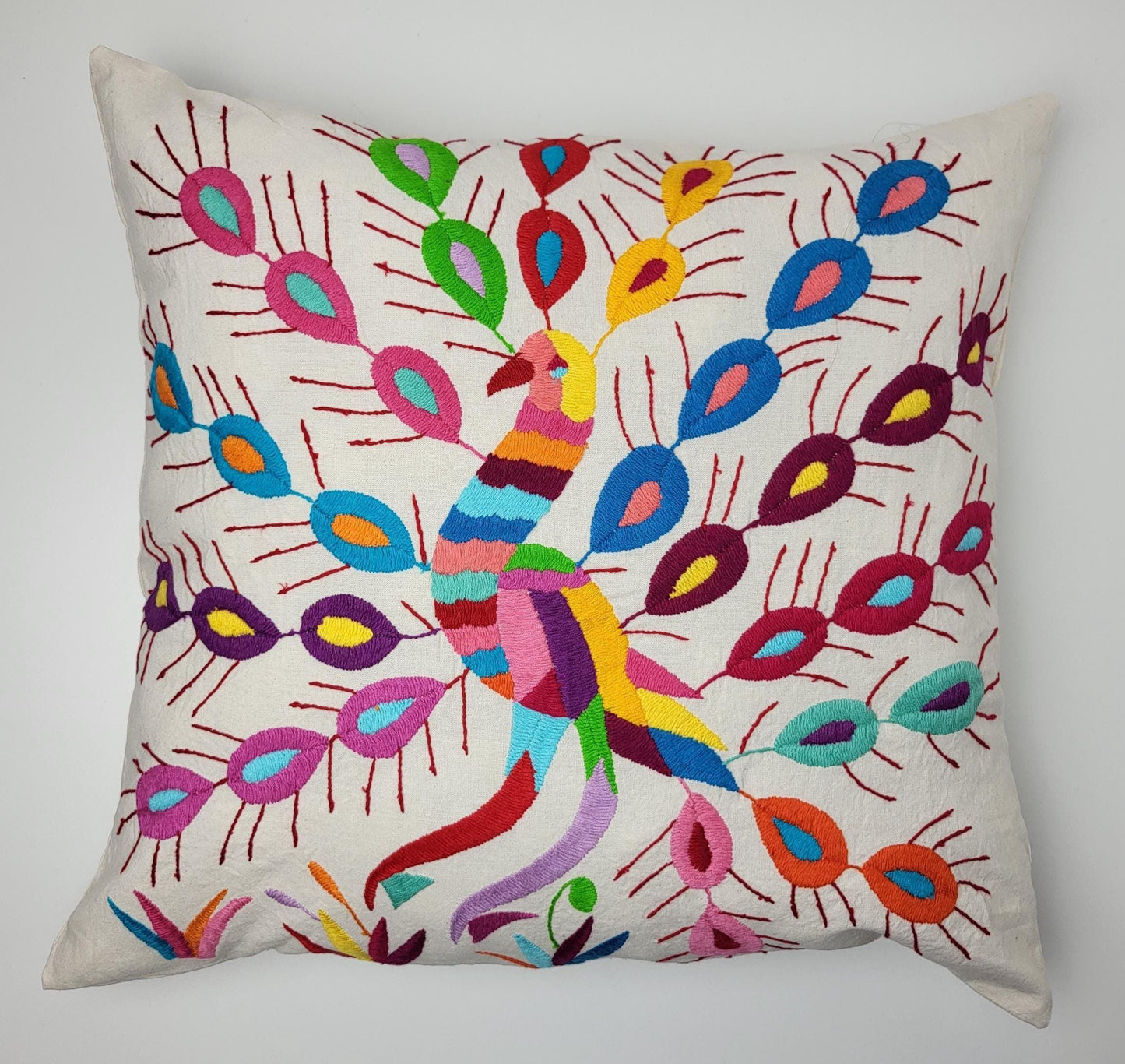 Mexikanischer handbestickter Kissenbezug, Otomi Kissenbezug, Mexiko Kissen, mexikanische Kissenhülle