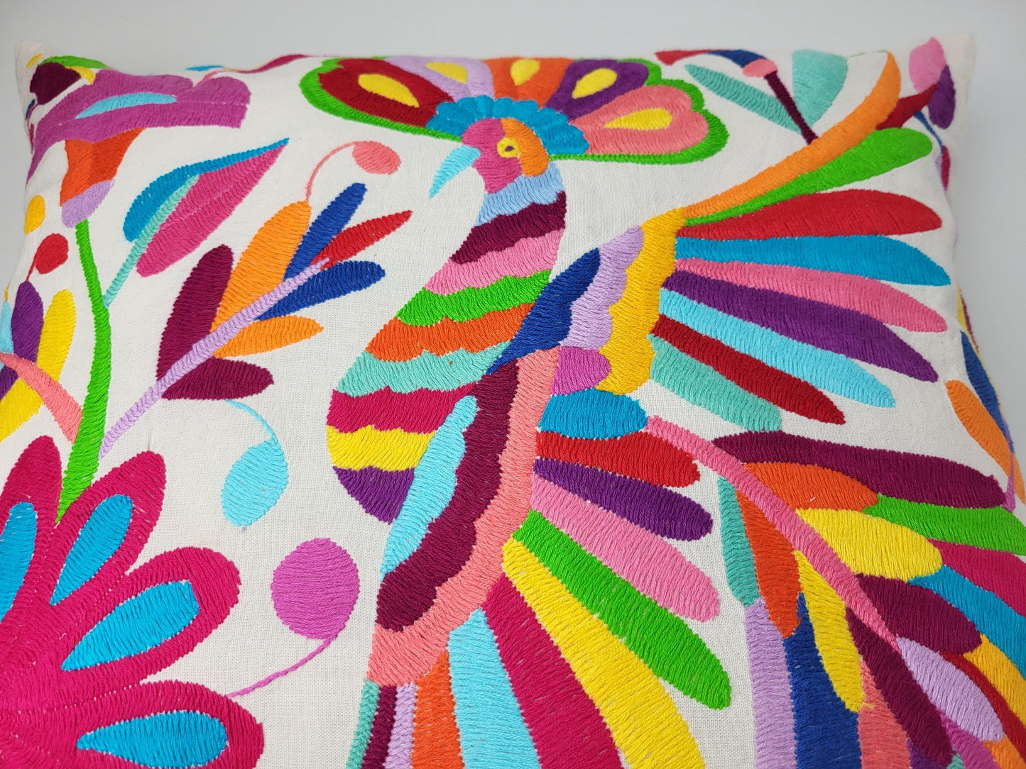Mexikanischer handbestickter Kissenbezug, Otomi Kissenbezug, Mexiko Kissen, mexikanische Kissenhülle