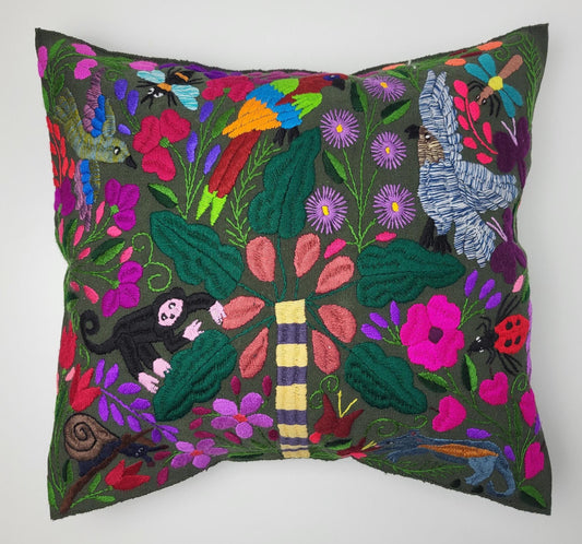 Mexikanischer handbestickter Kissenbezug mit Tiermuster