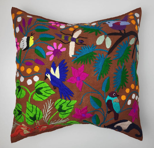 Mexikanischer handbestickter Kissenbezug mit Tiermuster