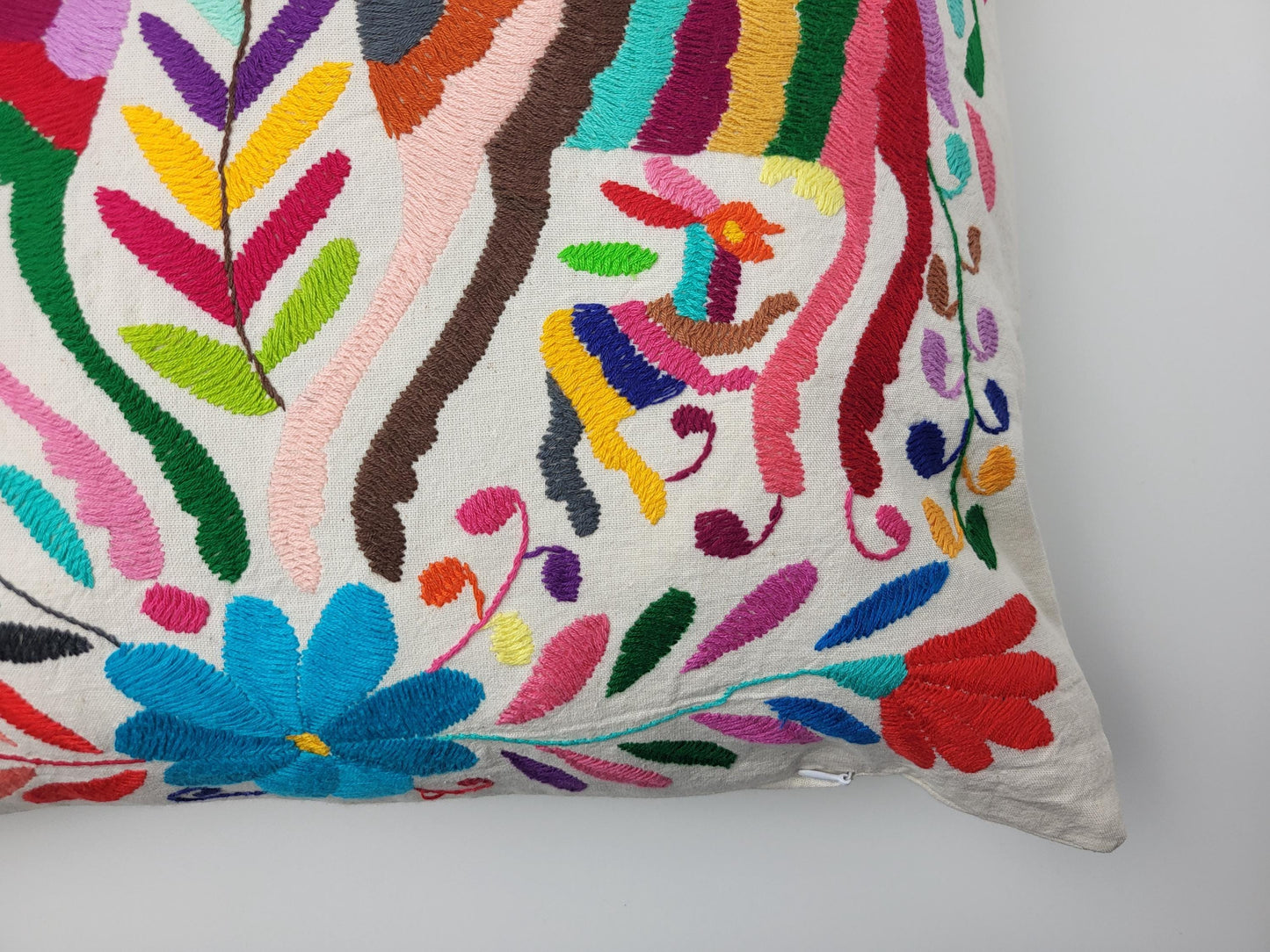 Mexikanischer handbestickter Kissenbezug, Otomi Kissenbezug, Mexiko Kissen, mexikanische Kissenhülle