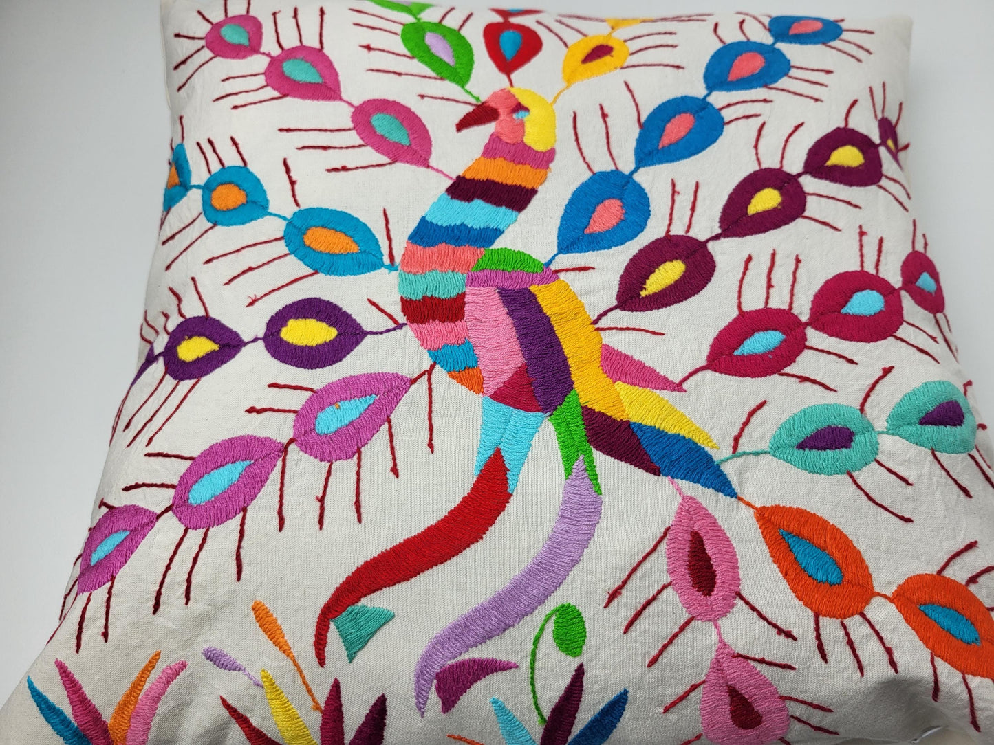 Mexikanischer handbestickter Kissenbezug, Otomi Kissenbezug, Mexiko Kissen, mexikanische Kissenhülle