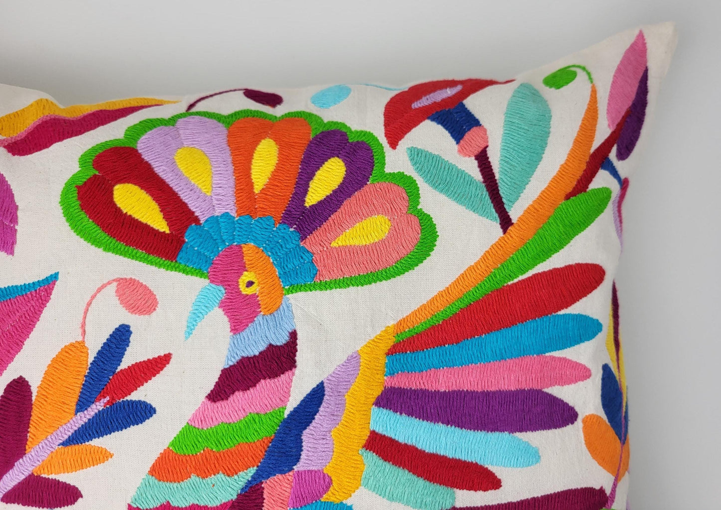 Mexikanischer handbestickter Kissenbezug, Otomi Kissenbezug, Mexiko Kissen, mexikanische Kissenhülle