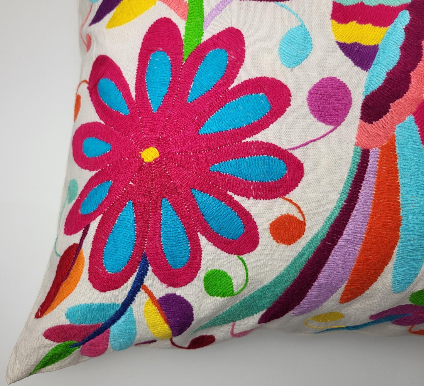 Mexikanischer handbestickter Kissenbezug, Otomi Kissenbezug, Mexiko Kissen, mexikanische Kissenhülle