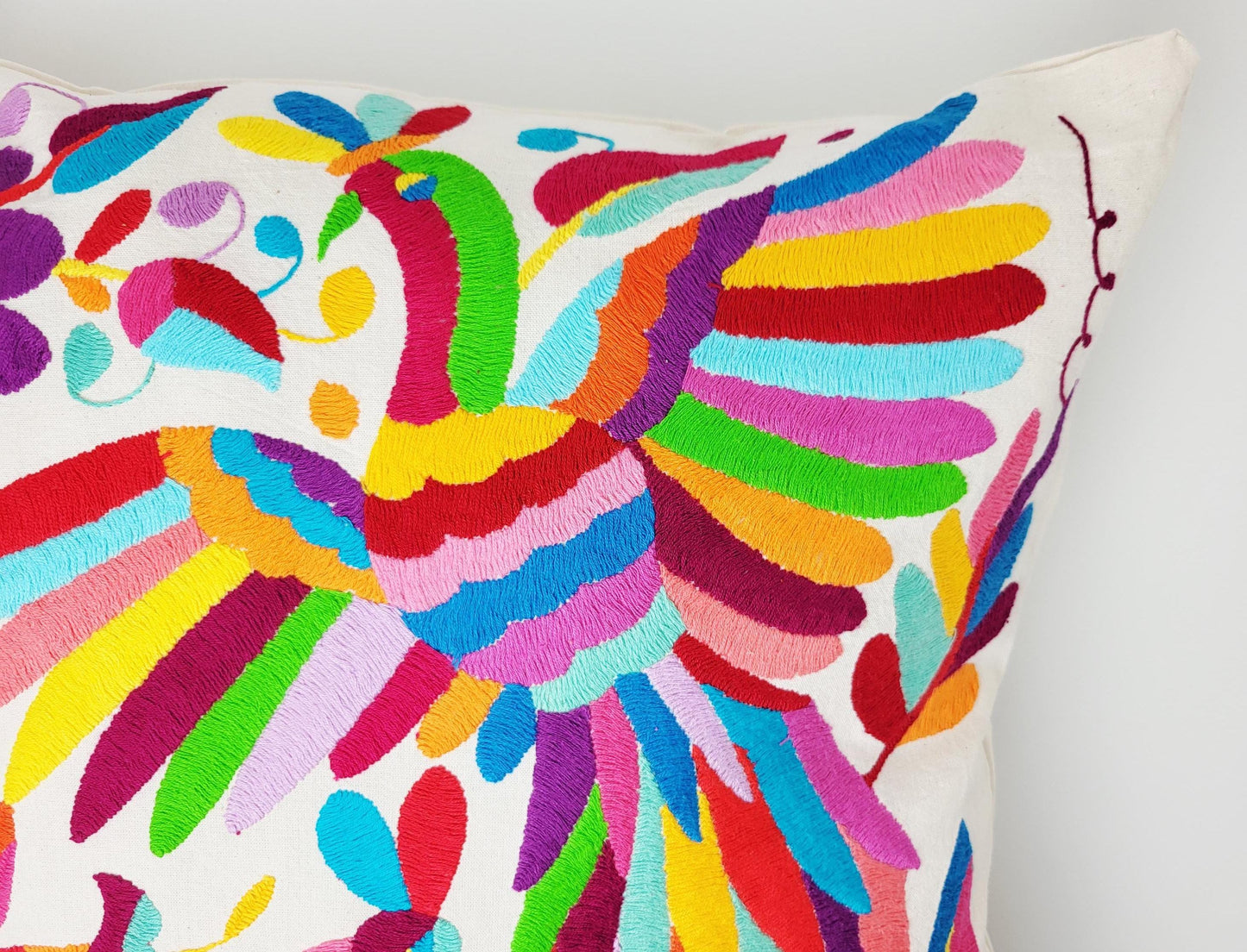 Mexikanischer handbestickter Kissenbezug, Otomi Kissenbezug, Mexiko Kissen, mexikanische Kissenhülle
