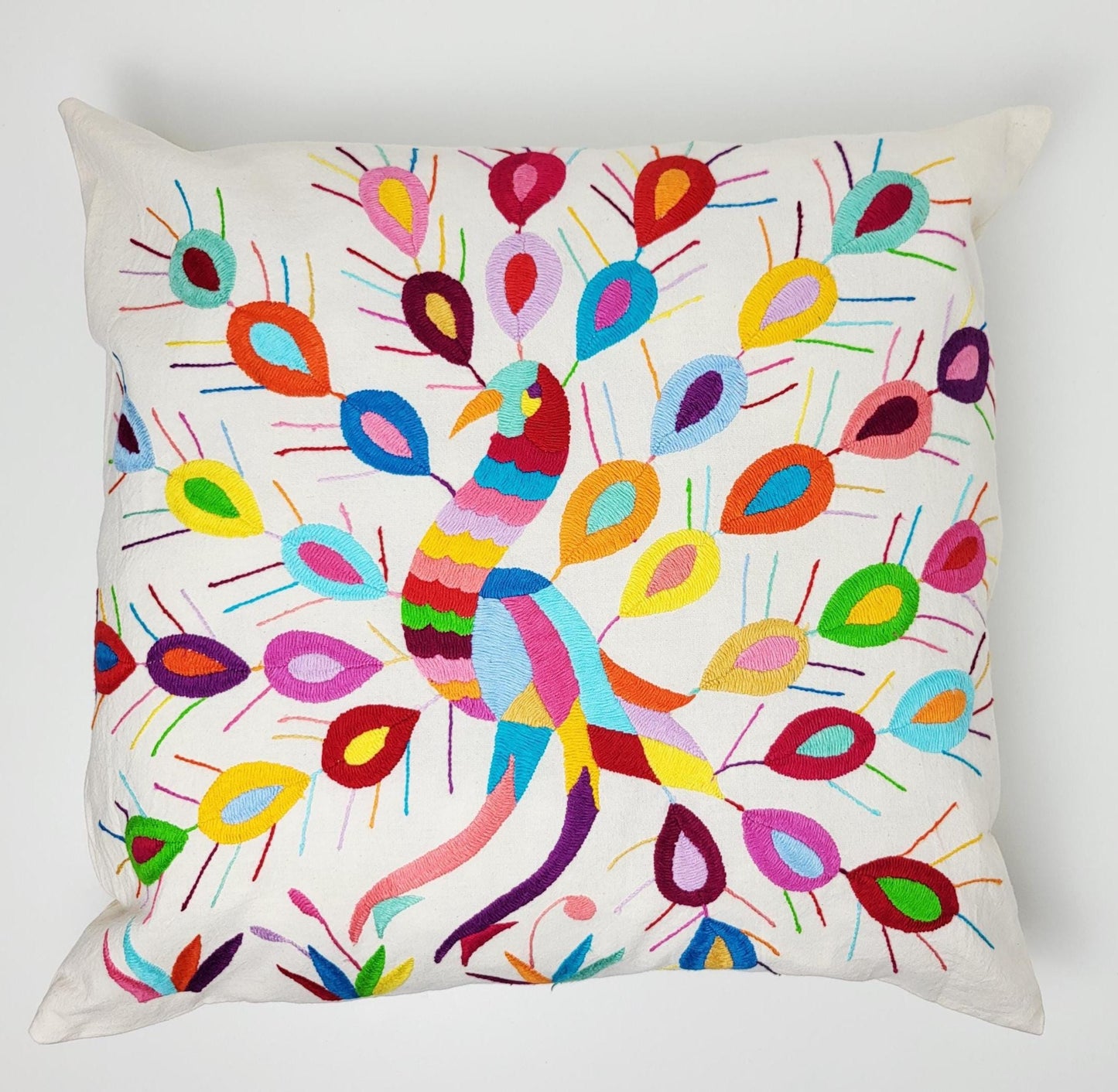 Coussin Otomi original – fait à la main dans les montagnes d'Hidalgo par des indigènes