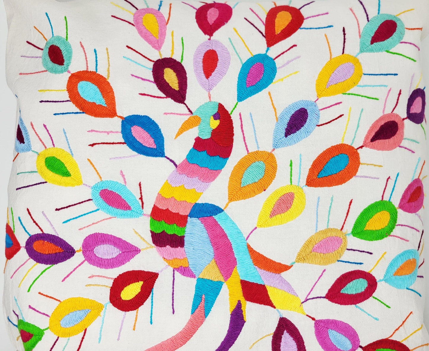 Coussin Otomi original – fait à la main dans les montagnes d'Hidalgo par des indigènes