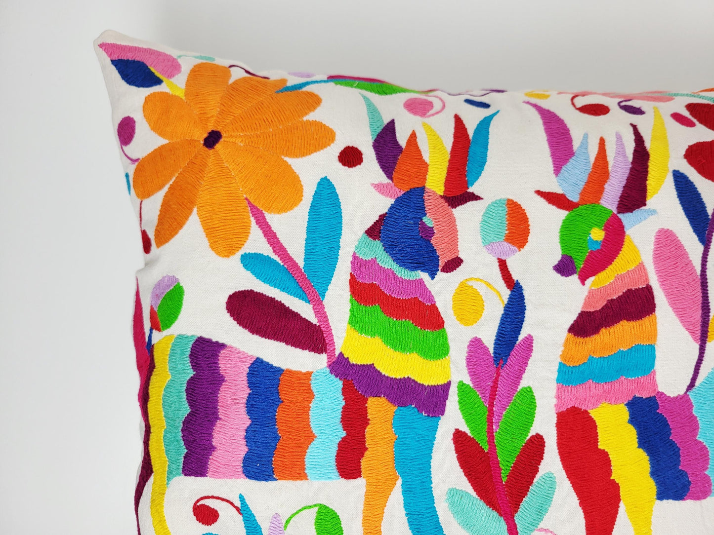 Coussin Otomi original – fait main dans les montagnes d'Hidalgo par des indigènes