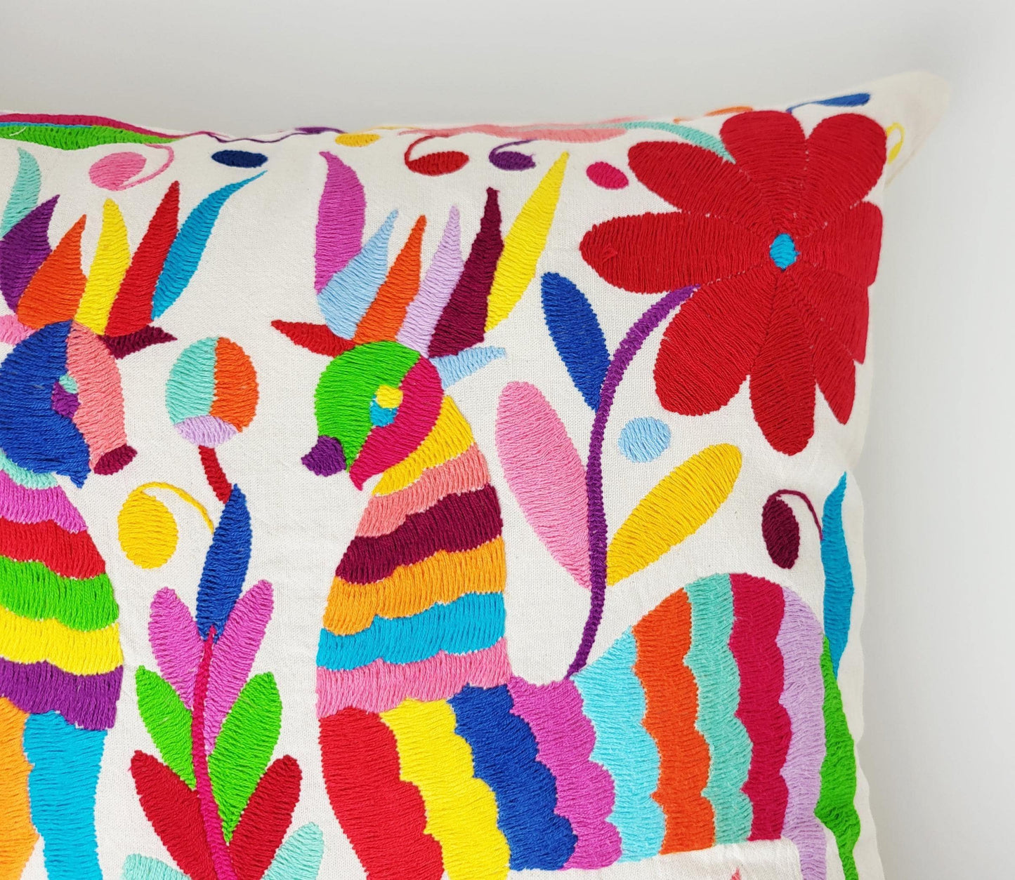 Coussin Otomi original – fait main dans les montagnes d'Hidalgo par des indigènes