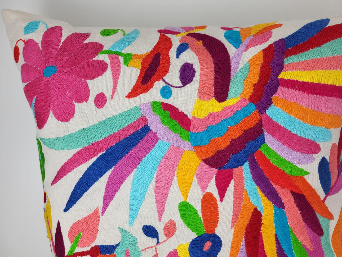 Coussin Otomi original – fait à la main dans les montagnes d'Hidalgo par des indigènes