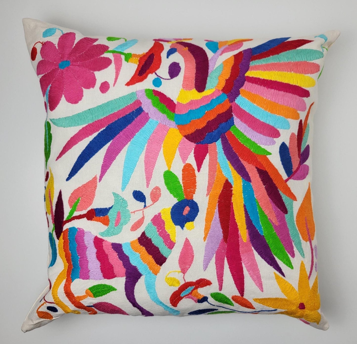 Coussin Otomi original – fait à la main dans les montagnes d'Hidalgo par des indigènes