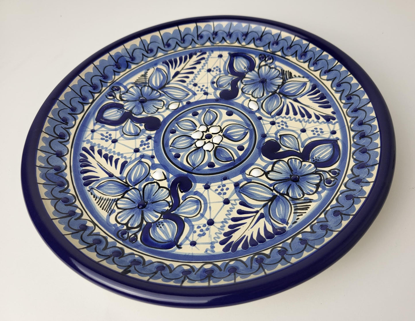 Mexikanisches Talavera Geschirrset Blau-Weiß – 6-teilig, Handgemalt | Teller, Schalen, Becher | Puebla Stil