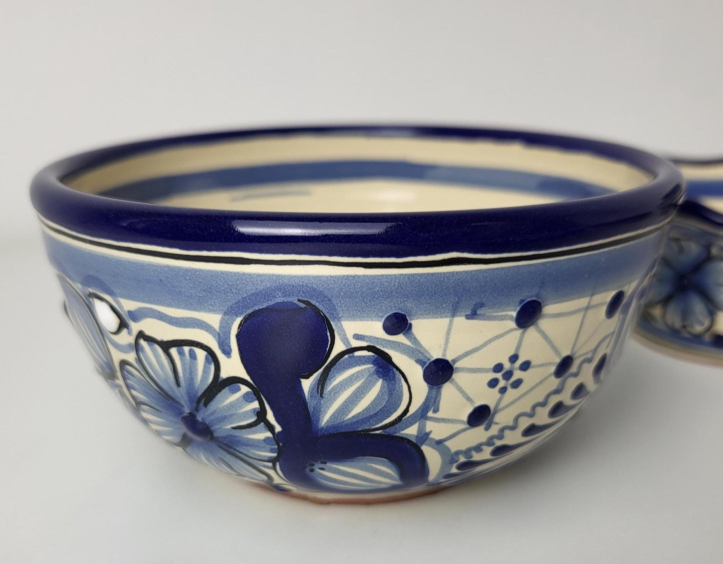 Mexikanisches Talavera Geschirrset Blau-Weiß – 6-teilig, Handgemalt | Teller, Schalen, Becher | Puebla Stil