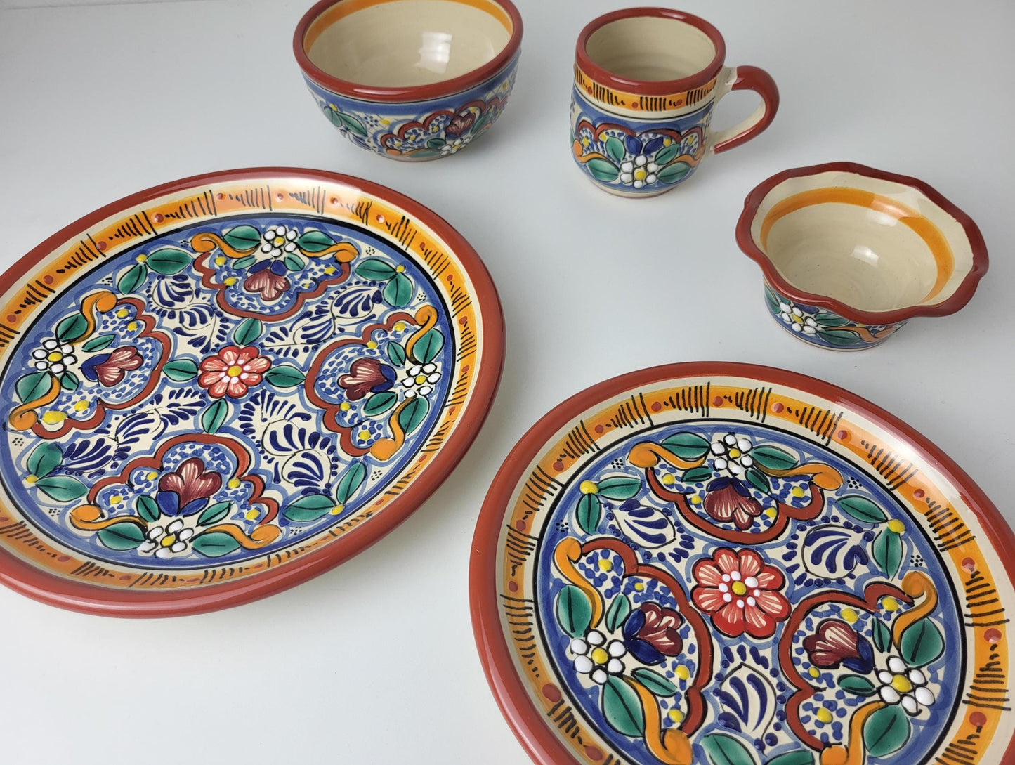 Handbemaltes Talavera Geschirrset – Klassisches Blau-Weiß aus Mexiko