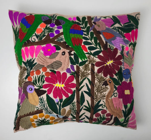 Chiapas Kissenbezug – handbestickt, Tiermotiv (Unikat)