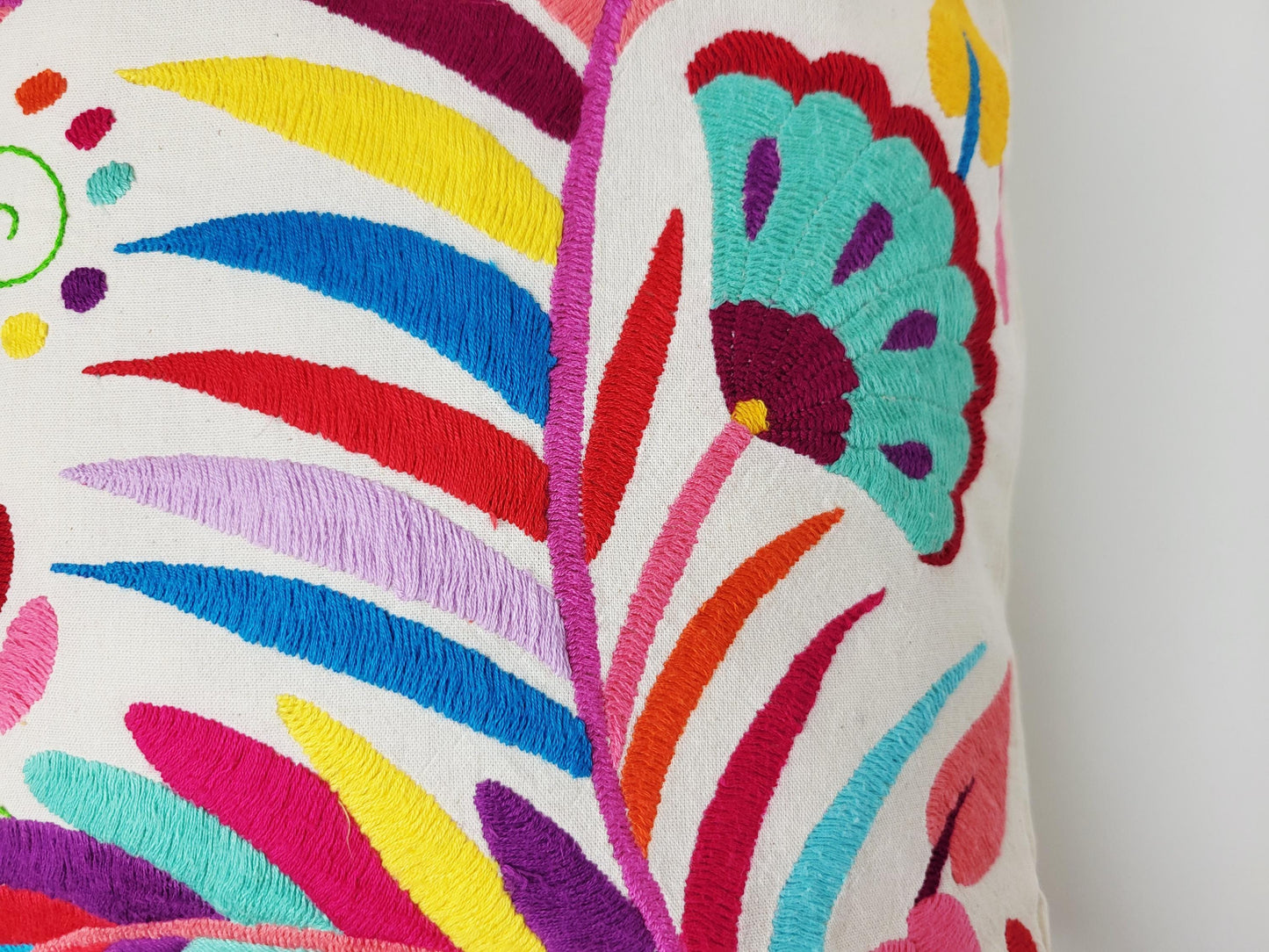 Mexikanischer handbestickter Kissenbezug, Otomi Kissenbezug, Mexiko Kissen, mexikanische Kissenhülle