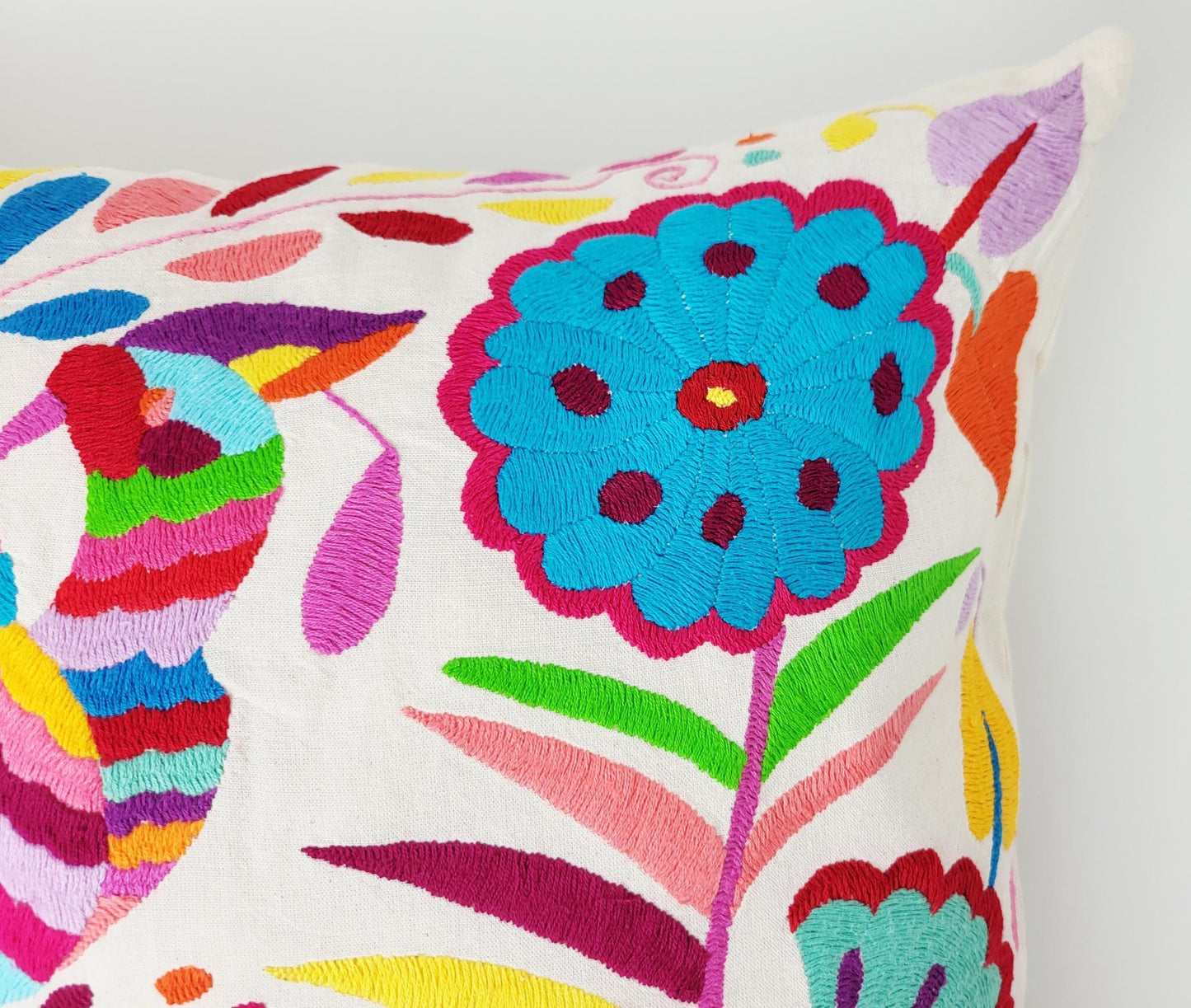 Mexikanischer handbestickter Kissenbezug, Otomi Kissenbezug, Mexiko Kissen, mexikanische Kissenhülle