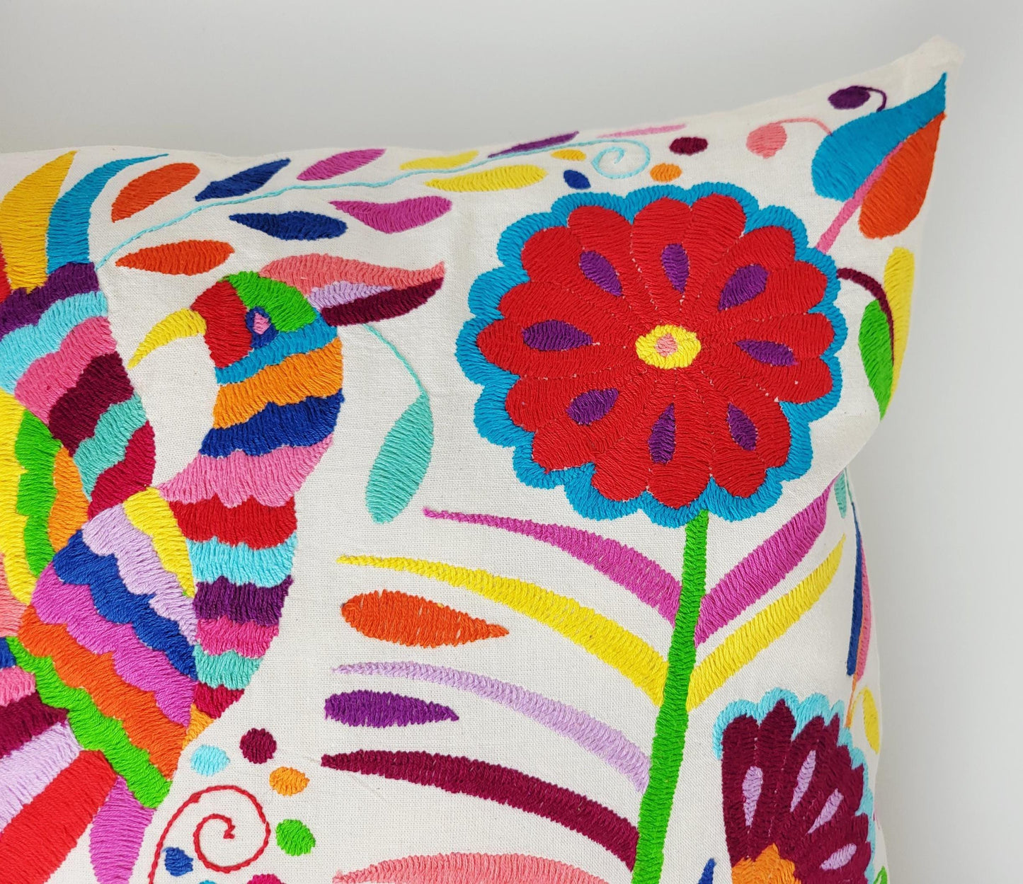 Mexikanischer handbestickter Kissenbezug, Otomi Kissenbezug, Mexiko Kissen, mexikanische Kissenhülle